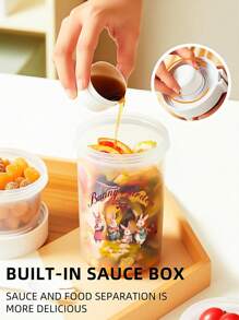 ROMWE Fairycore 1pc Salad Cup, Fruit Bento Box, Vegetable Salad Preservation Box, Office Lunch Box, Microwave Heating Portable,Bunny Print, Easter Pattern, Decoration - Multicolor - View 5