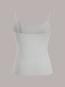 SHEIN EZwear 4 件套休闲纯色黑色、炭灰色、浅灰色、白色基本款吊带背心，适合春夏季 - 彩色 - 查看 5