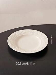 Cirelle 陶瓷浮雕法式奶油风格厨房碗和盘子，白色家用餐具套装，高审美价值，饭碗，蔬菜盘，盘子，筷子，洗碗机，微波炉适用|盘子，盘子套装，餐具套装，餐具 - 白色 - 查看 4