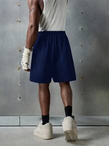 NEON BLANC 男士街头时尚刺绣字母针织腰带短裤 - 藏蓝色 - 查看 4