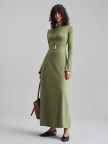 Ontre 2025 Nueva ropa de mujer, prendas de otoño/invierno, ropa para todas las estaciones, ropa de invierno, atuendos de regreso a la escuela para mujeres, disfraces de Halloween y Navidad, atuendo de maestra para mujeres, salidas casuales, vestidos para salir de noche, vestidos de invitada de boda, vestidos elegantes de invitada de boda, atuendo de iglesia para mujeres, vestido casual verde de manga larga y cuello redondo para negocios casuales - Verde - Ver 3