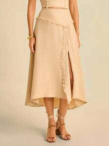 CAJUNI Fustă casual cu crăpături înalte pentru femei