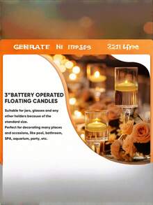 1 件 6 件 16 件无焰 LED 漂浮蜡烛 28 英寸白色防水塑料茶灯 200 小时电池寿命适用于婚礼泳池浴缸派对装饰中心花瓶装饰浪漫氛围照明 - 白色 - 查看 13