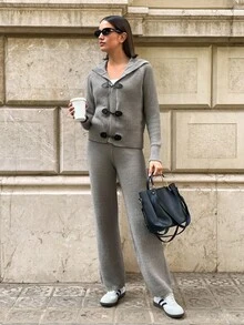 Aloruh 2pcs Khaki Casual Knitted Sweater Set For Women In Fall/Winter - Khaki - View 5