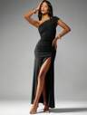 missguided one shoulder maxi dress MISSGUIDED Bodycon One Shoulder Side Split Ruched Maxi DressMISSGUIDED