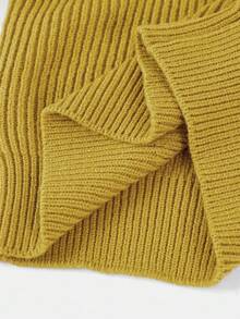 SHEIN Young Girl Colorblock Heart Jacquard Sweater & Knit Pants Set,In Fall/Winter - Yellow - View 4