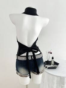 Elamini 女士露背性感时尚针织背心