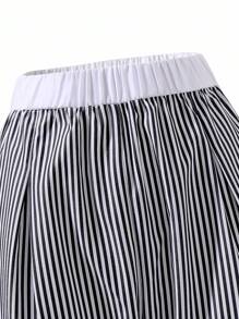 Sparklyn 2 件套女孩和少女条纹无袖背心和宽腿条纹裤套装，休闲通勤装，夏季