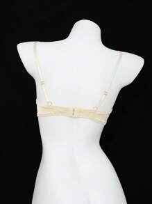 DAZY Bra Lingerie Wanita dengan Tali Bahu Tipis yang Dapat Diatur dan Sedikit Berkerut, Motif Renda dan Patchwork. - Sampanye - View 12