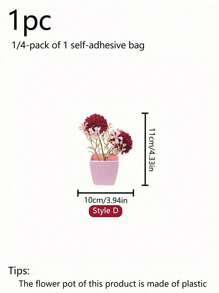 1 件/4 件仿迷你盆栽植物套装 - 塑料绿植装饰，适合现代家居、情人节桌面装饰、派对、情人节、生日毕业礼物 - 紅色 - 查看 12