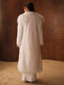 MOTF PREMIUM WATERFALL LONG SLEEVE FAUX FUR COAT - White - View 4