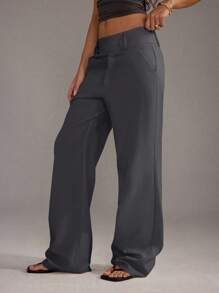 TRNVIE Men's Minimalist Front Button Straight Leg Casual Pants Fall Cloth For Women - Grey - View 6