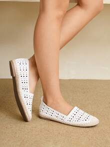 Styleloop Women's Flat Woven Shoes, Bohemian Style, Suitable For Summer Outfits - White - View 6