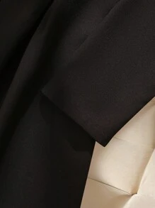 Franclia Đầm suông xếp ly thanh lịch, ôm sát, ve áo đơn hàng khuy, cạp cao dành cho nữ, phù hợp cho mùa xuân và mùa thu - màu đen - Xem 6