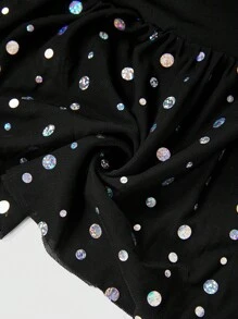 SHEIN SXY Plus Size Women Solid Color Sequin Multi-Layer Ruffle Hem Short Fashion Mini Skirt,Club Outfits Women Sexy; Sequin / Rhinestone