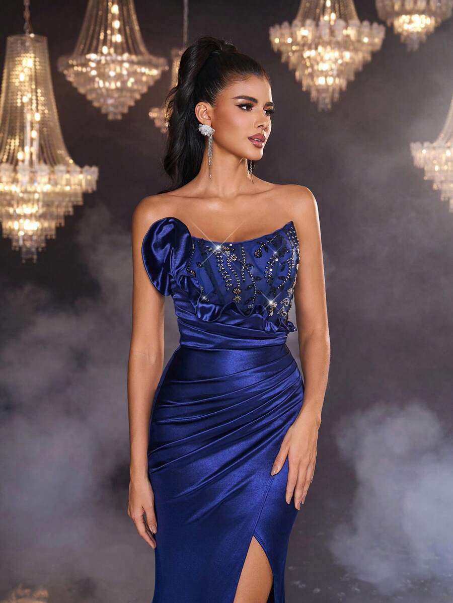 Glamrae Élégante et luxueuse robe de soirée formelle pour femme avec ...