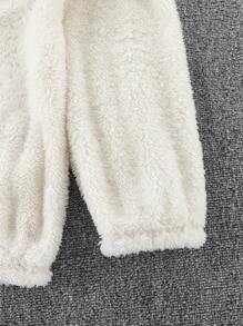 SHEIN Tween Boy's Sporty Plush Half-Zip Sweatshirt,In Fall/Winter - Apricot - View 5