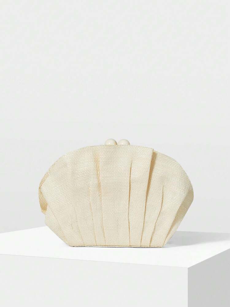 RUCHED CLUTCH BAG WITH CHAIN