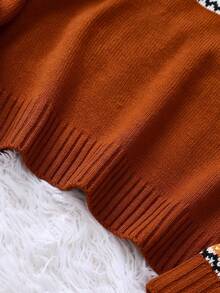 Elamini Women's Halloween Pumpkin & Cat Graphic Crew Neck Long Sleeve Knit Sweater Pumpkin Sweater Halloween Clothes Fall Winter Cloth For Women - Multicolor - View 5