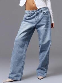 MUSERA Straight Leg Jeans Spring Summer Cute Casual Elegant 90's Y2k Winter Everyday Office Work Chic - Baby Blue - View 2