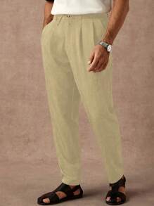 Manfinity Homme Men's Casual Drawstring Waist Black Pants, Fall