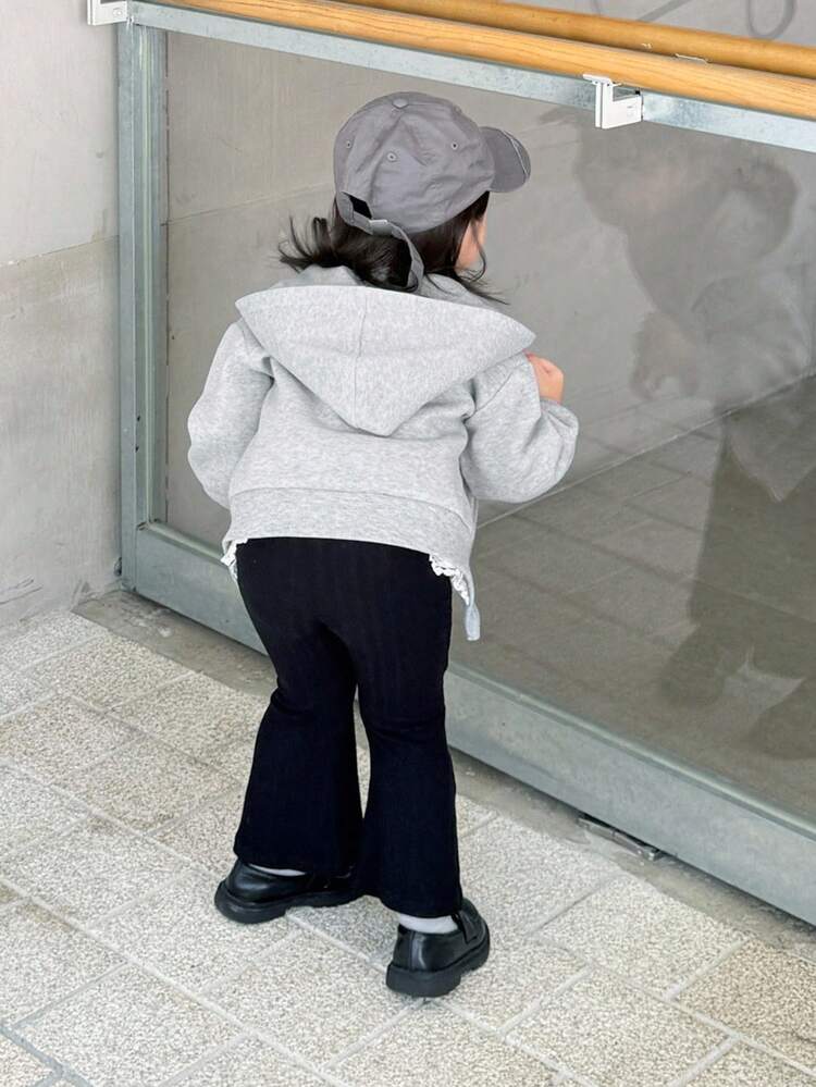 Baby Girls' Hooded Bow Decor Korean Style Long Sleeve Sweatshirt, Spring/Autumn Toddler Girls Clothes