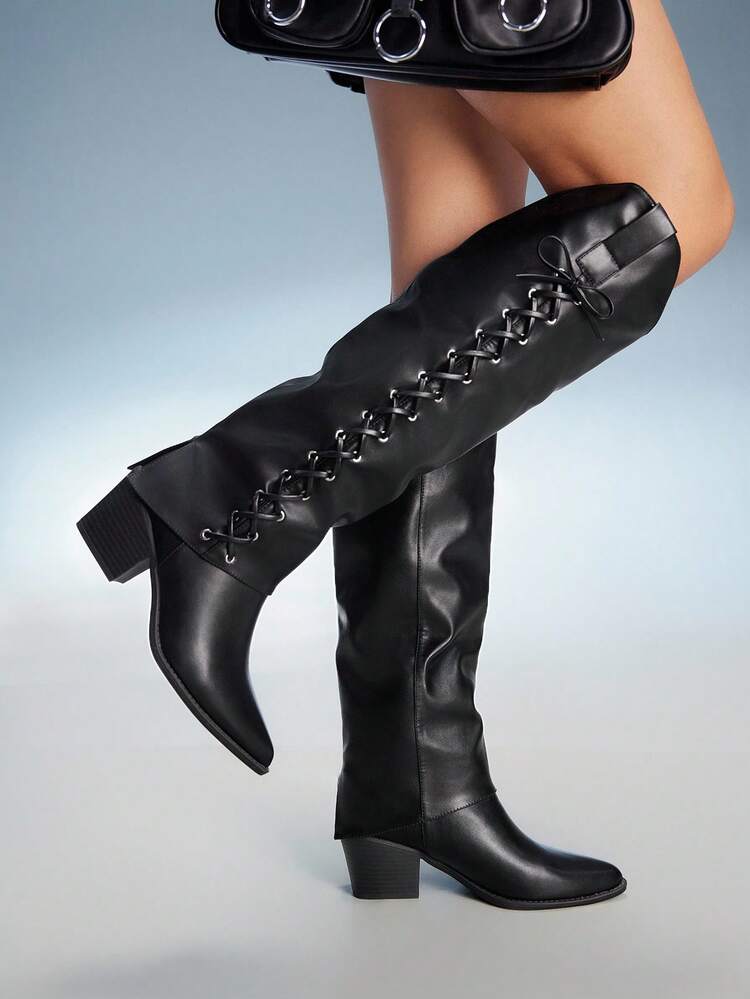 CUCCOO GRLICON Women's Mid-Calf Boots, Black, Suitable For Christmas, New Year's Eve Party, Date Night, Halloween Outfit, Autumn