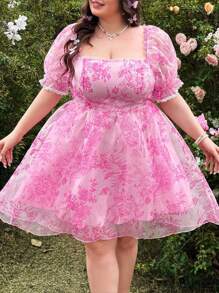 Lyrianda Romantisches A-Linien-Kleid mit Quadratausschnitt und tailliertem Schnitt für Große Größen - Verschiedenfarbig - Übersicht 7