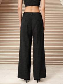 SHEIN Unity Women's Woven Long Straight Leg Casual Pants, Fashion Versatile Commuter Trousers, Grey  Fall Clothes For Women Wide Leg Pants Woman - Grey - View 2