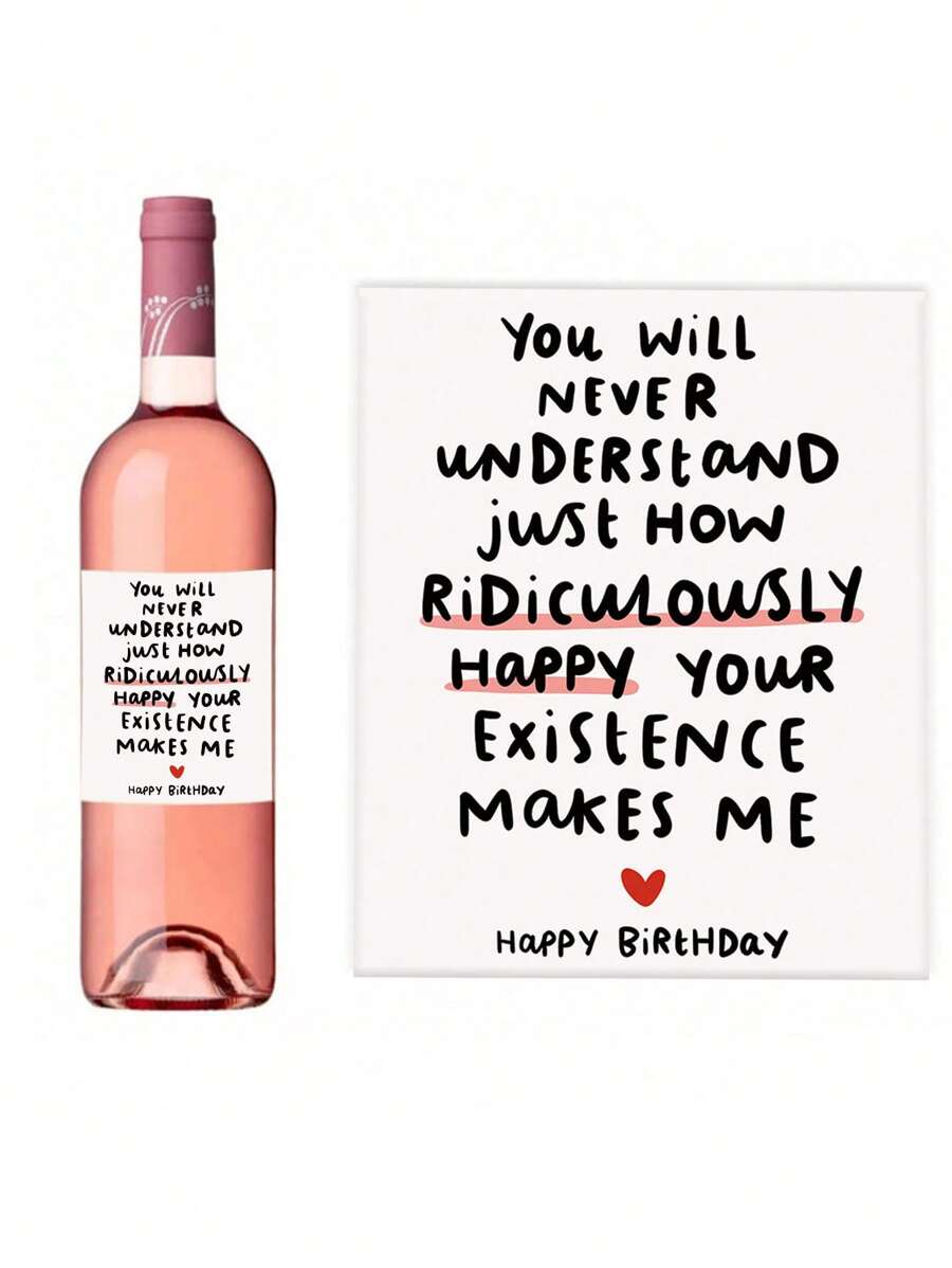4Pcs/8Pcs/12Pcs/ Funny Birthday Wine Bottle Label For Him Elder, Rude Birthday Wine Stickers For Dad And Grandpa, Wine Bottle Stickers For Party Decoration - Multicolor - View 1
