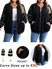SHEIN CURVE+ 大尺碼秋季衣物 秋冬衣物 冬季衣物 冬季大尺碼飛行夾克 2026 22W - 彩色 - 查看 8
