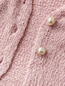 Elenzga 2024年新款欧美深V领无袖修身针织毛衣背心上衣女士开衫 - 淺粉色 - 查看 6