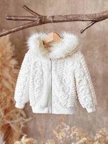 Emery Rose Kids Emery Rose Kids 女童纯色毛绒仿皮草休闲外套 女童毛绒外套 女童冬季外套 抓绒外套 女童仿皮草外套 女童秋季冬季外套 - 白色 - 查看 7