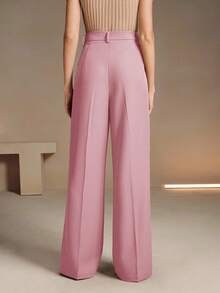 EURMUSE 女式都市时尚通勤宽松直筒裤 - 淺粉色 - 查看 2