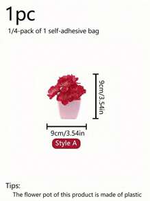 1 件/4 件仿迷你盆栽植物套装 - 塑料绿植装饰，适合现代家居、情人节桌面装饰、派对、情人节、生日毕业礼物 - 紅色 - 查看 13