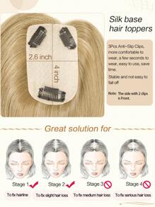 Topper de cabello de 6 pulgadas, cabello liso, toppers de cabello para mujeres de cabello humano real, base de 2.6x4 pulgadas, toppers de cabello real para mujeres con cabello ralo