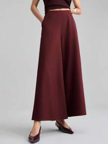 Ontre 2025 New Women's Clothing, Autumn/Winter Apparel, All Season Wear, Winter Outfits, Back To School Looks For Women, Halloween & Christmas Outfits, Women's Teacher Attire, Casual Outings, Night Out Dresses, Wedding Guest Dresses, Elegant Wedding Guest Attire, Church Outfits For Women, Business Casual, Women's Business Casual Solid Color Pocket Wide Leg Loose Purple Suit Pants