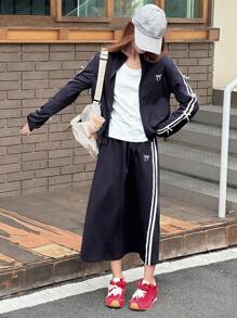 Dazy Kids Teen GirlCasual Sports Suit, Bow Jacket And Skirt, Student Autumn Outfit