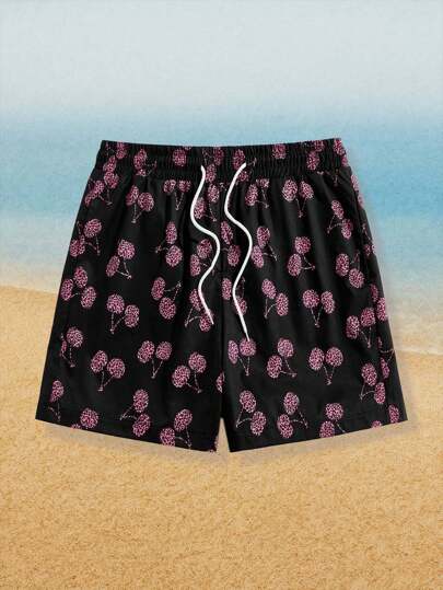 Street Life Shorts d'été décontractés à la mode pour hommes avec imprimé cerise et cordon de serrage à la taille