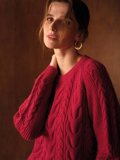 MOTF PREMIUM CASUAL BASIC TEXTURED CREW NECK LOOSE FIT LONG SLEEVE SWEATER, AUTUMN/WINTER