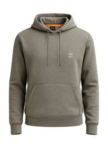 Hugo Boss Men's Drawstring Hooded Long Sleeve Casual Versatile Sweatshirt - 076 Open Grey - View 4