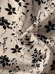 EMERY ROSE Casual Vintage Floral Pattern Khaki Plus Size Shirt, Suitable For Summer Chic Blouses For Women - Multicolor - View 5