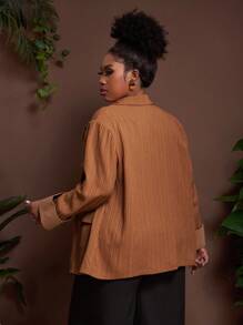 Veslaya 2025 Autumn/Winter New Large Women's/Autumn Women's/Return To School/School Clothing/Y2k/Street Style/Date Outing/Work/Office/Women's Airport Clothing/Party/Commuting/Elegant/Cocktail/Punk/Decadent/Valentine's Day/Commuting French Loose Brown Texture Fabric Flat Barge With Pocket Long Sleeve H-Shaped Double Row Buckle Fall