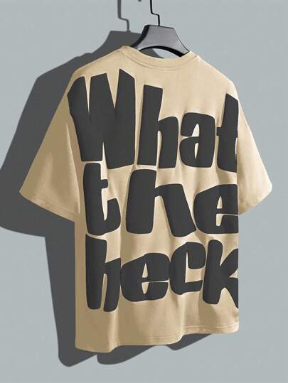 Claim Dot 大码男士字母印花休闲百搭圆领短袖 T 恤，夏季