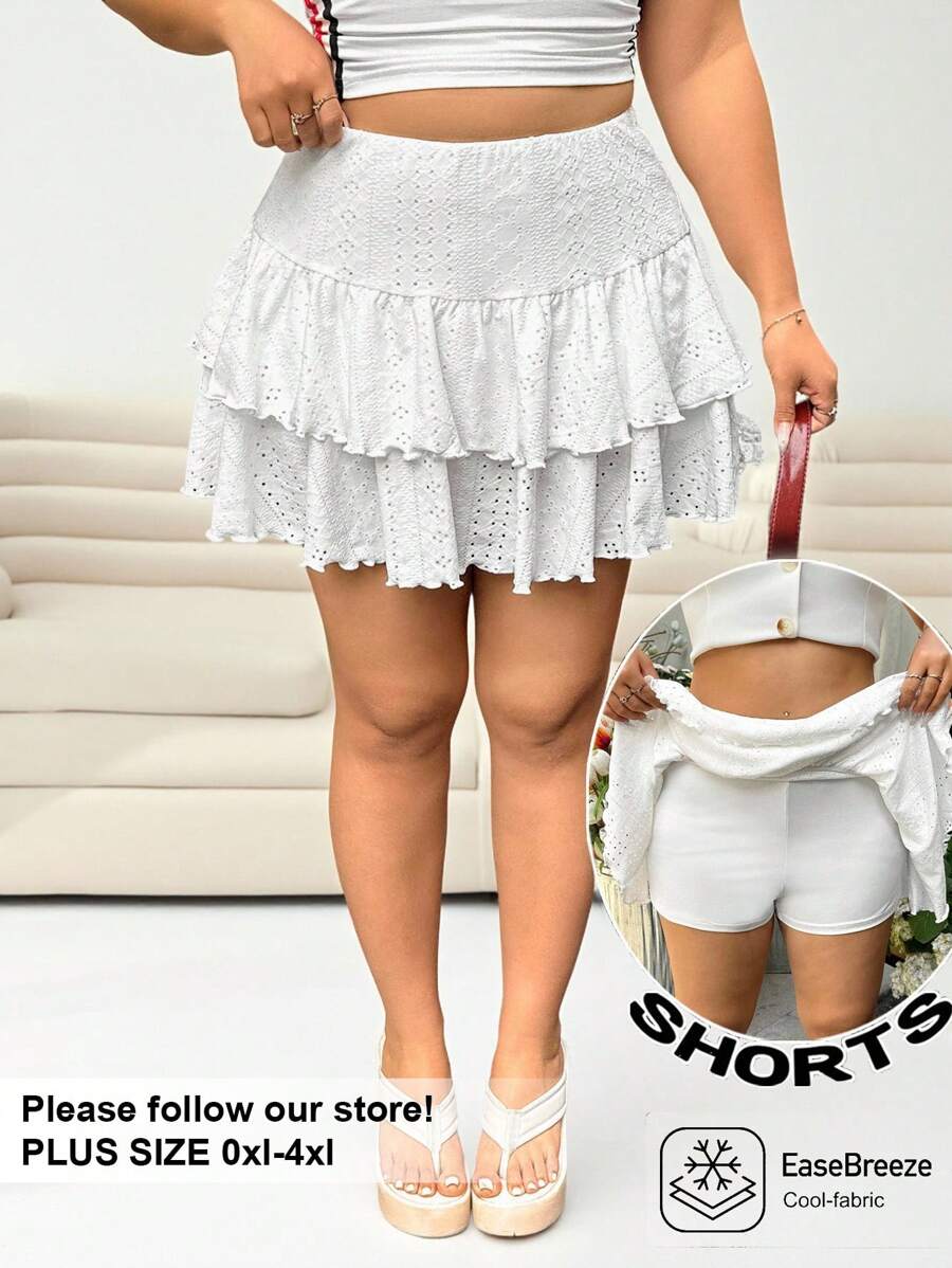 Solflare 大码女式短款白色蛋糕分层迷你裙 - 白色 - 查看 1