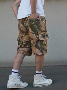 Manfinity EMRG Quần short denim thường ngày có túi hộp họa tiết nhánh cây dành cho nam - Nhiều màu - Xem 2