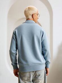 STEELVANCE Men's Solid Color V-Neck Drop Shoulder Long Sleeve Single-Breasted Pocket Casual Cardigan Sweater Back To School Everyday Comfort Thick Pocket Blue OVERSIZE Going Out , Fall Winter