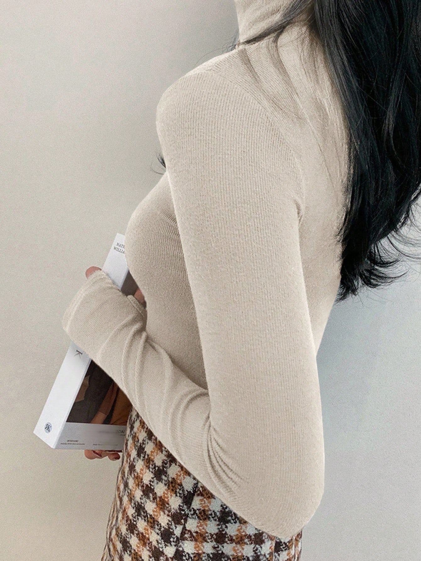 DAZY ملابس علوية قاعدة بياقة عالية ضيق اللياقة بلو...