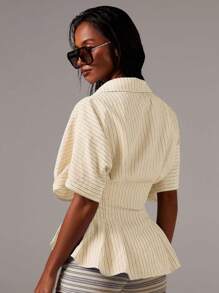 Athîral Casual Commute Minimalist Striped Waist Shirt For Women