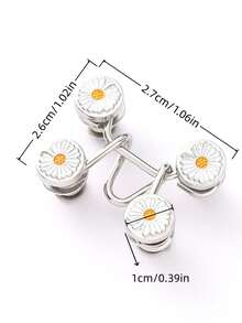 2 件/6 件雏菊图案休闲舒适女式可调节腰部纽扣，无钻裙腰部延长器，可拆卸腰带，适合牛仔裤夏季、学校 - 彩色 - 查看 3